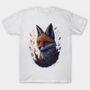 Cute Fox Fantasy forest pattern T-Shirt